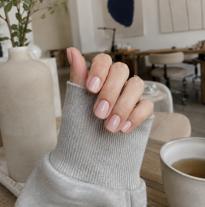 Fresh minimalist manicure in a cosy salon moment